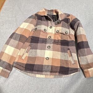 Black Rivet Women’s Plaid Button-Front Lined Shacket Jacket, Brown/Beige, M